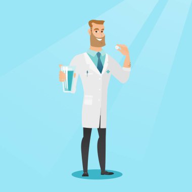 Genç Beyaz doktor alma hapları.