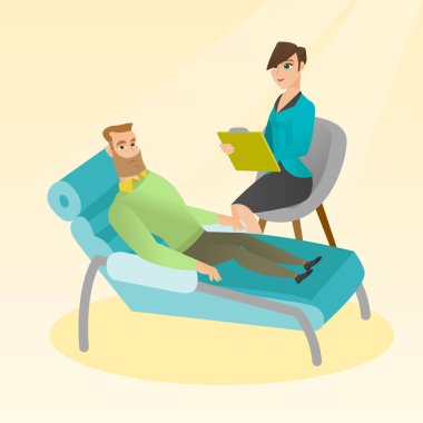 Oturum ile hasta olan psikolog.