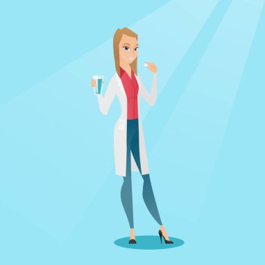 Genç Beyaz doktor alma hapları.