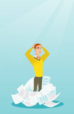 Yapmak için çok iş sahip stresli iş adamı.