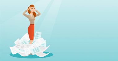 Yapmak için stresli iş kadını iş sahip.