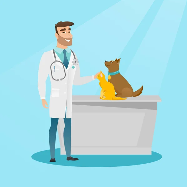 Κτηνίατρος εξέταση σκυλιά εικονογράφηση διάνυσμα. — Διανυσματικό Αρχείο