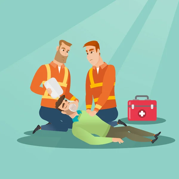 Emergency doing cardiopulmonary resuscitation — Stock Vector