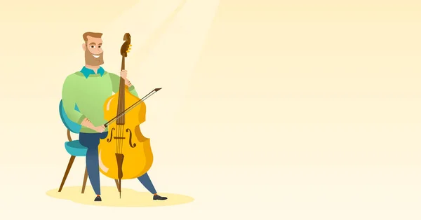 Hombre tocando el cello vector ilustración . — Vector de stock