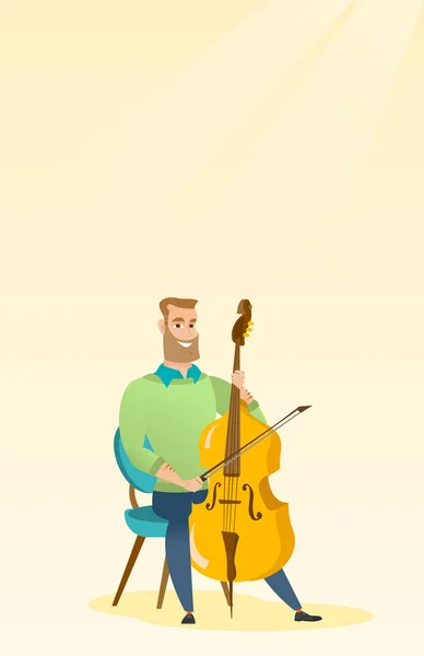 Hombre tocando el cello vector ilustración . — Vector de stock