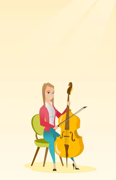 Mujer tocando el cello vector ilustración . — Archivo Imágenes Vectoriales