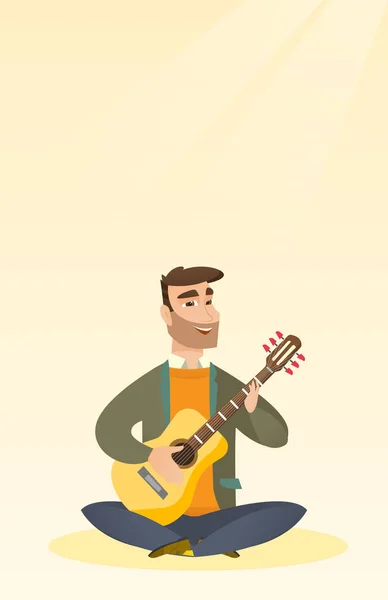 Человек играет на акустической гитаре . — стоковый вектор