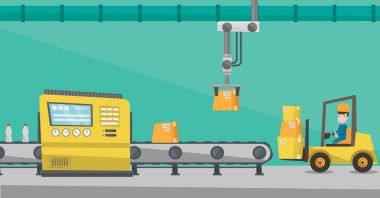 Robot ambalaj üretim hattı.