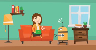 Beyaz mühendisi bir robot programlama.