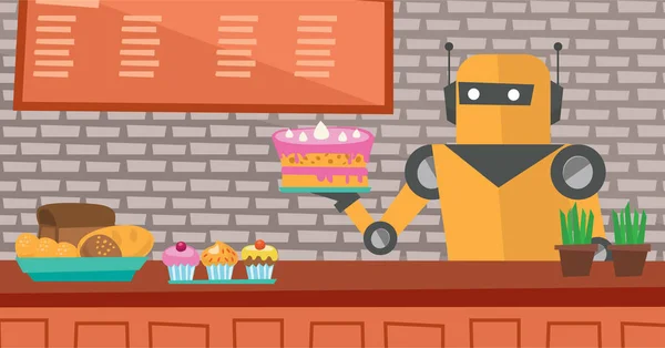 Serveur robot travaillant à la pâtisserie . — Image vectorielle