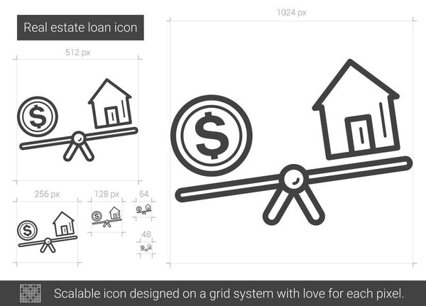 Real estate loan line icon.