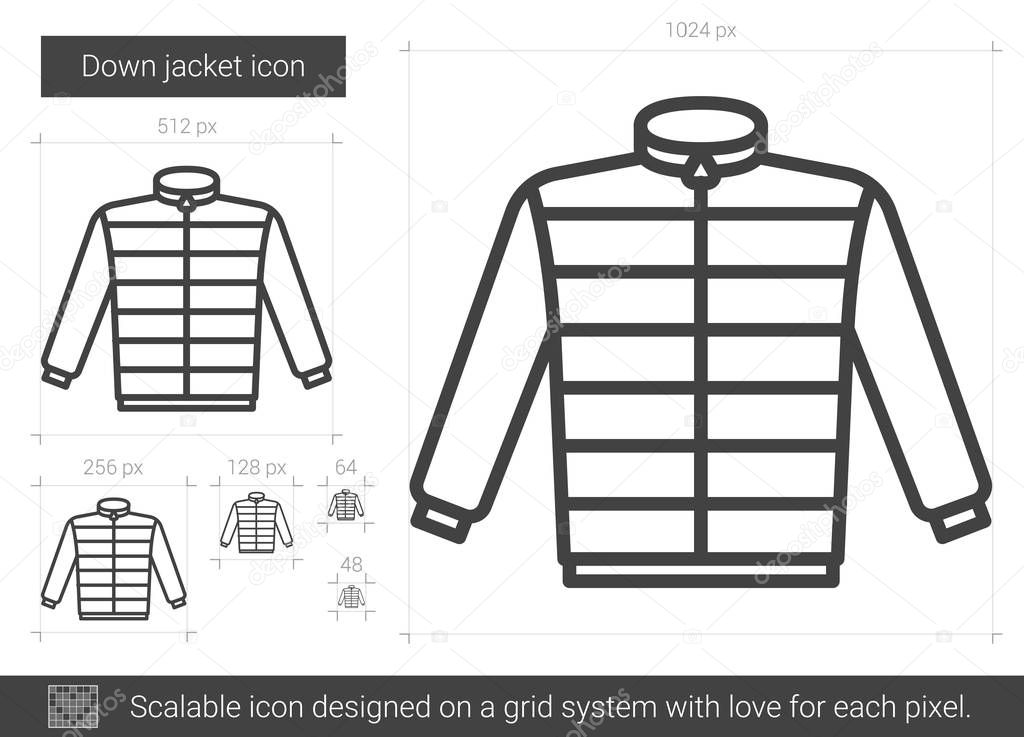 Down jacket line icon.
