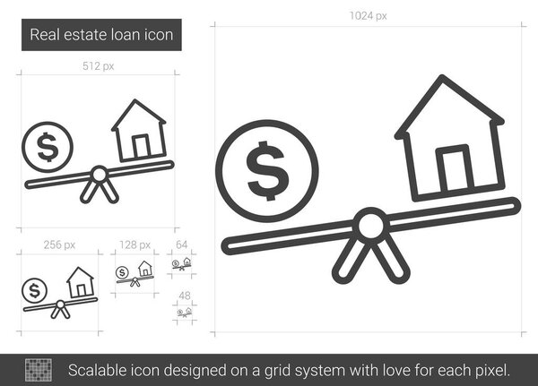 Real estate loan line icon.