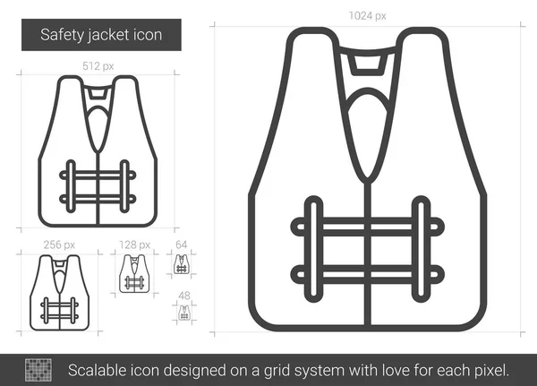 안전 재킷 라인 아이콘. — 스톡 벡터