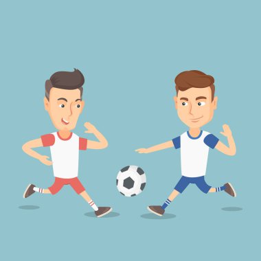 Bir top için mücadele iki erkek futbol oyuncuları.