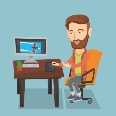 Tasarımcısı kullanarak dijital grafik tablet.