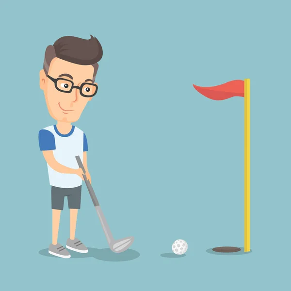 Golfaren att slå en boll vektor illustration. — Stock vektor