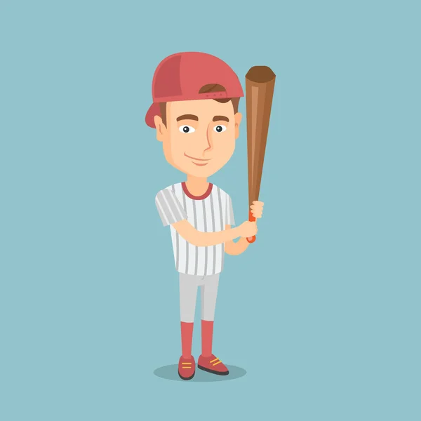 Jogador de beisebol com uma ilustração vetorial de bastão . —  Vetores de Stock