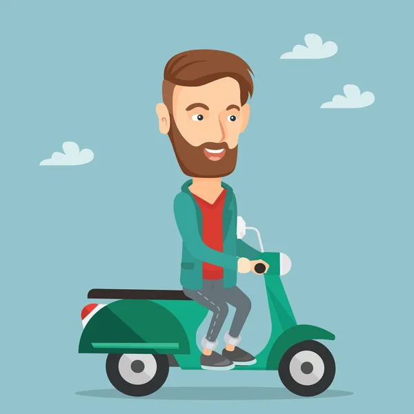 Man rijden scooter vector illustratie. — Stockvector