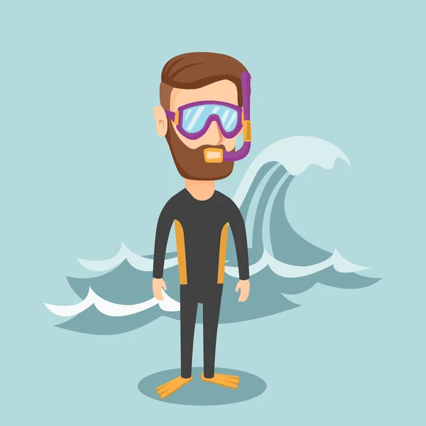 Young scuba diver vector illustration. — Stock Vector