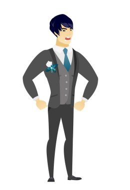 Genç Asyalı öfkeli damat çığlık.