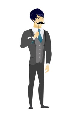 Sahte bıyıklı neşeli damat.