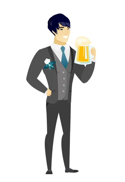 Ženicha pití piva vektorové ilustrace. — Stockový vektor