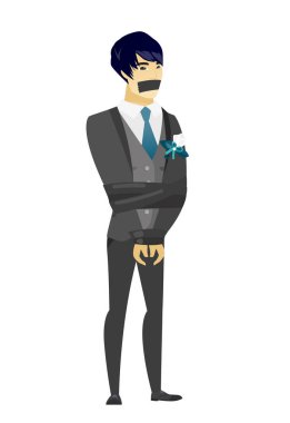 Genç beyaz damat iple bağladı.