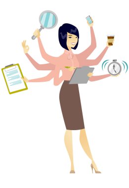 İş kadını Multitasking ile başa çıkma.