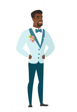 Genç Afro-Amerikan damat gülüyor.