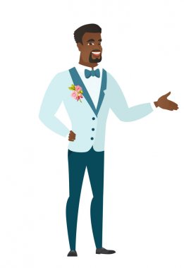 Hoş bir jest kolundan dışarı ile damat.