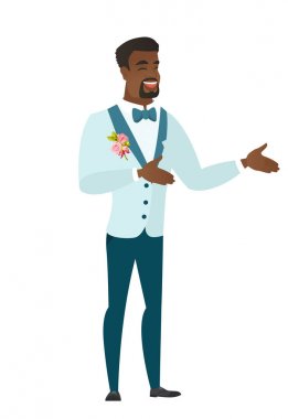 Genç Afro-Amerikan mutlu damat el hareketi.