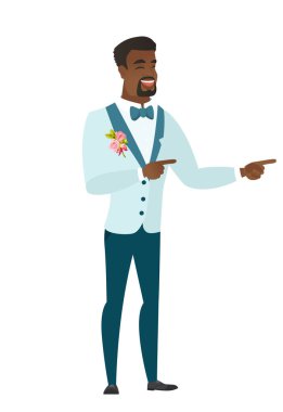 Genç Afro-Amerikan damat tarafına işaret.