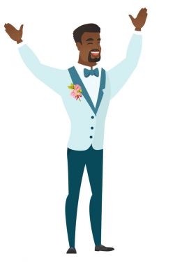 Başarılı Afrikalı-Amerikalı damat atlama.