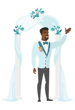 Mutlu Damat Düğün kemer altında duran.