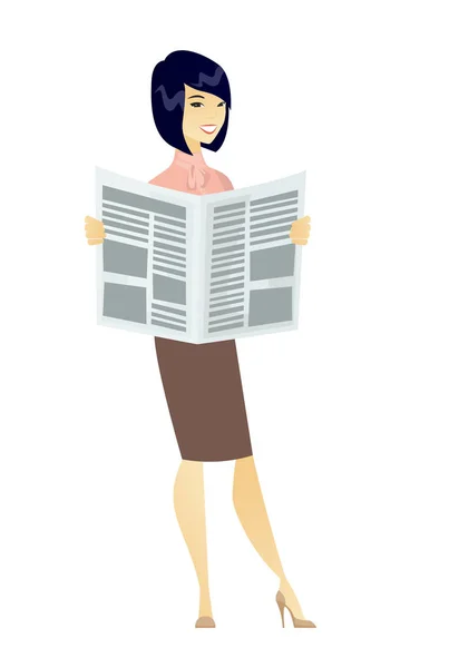 Mulher de negócios lendo jornal . — Vetor de Stock