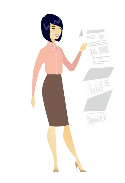 Obchodní žena prezentující obchodní zpráva. — Stockový vektor