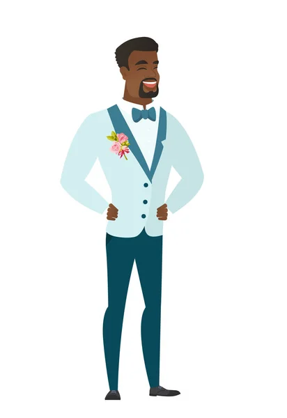 Young african-american groom laughing. — Stock Vector