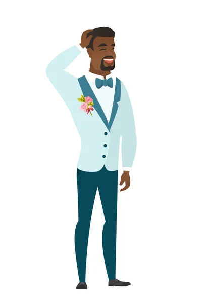 Young african-american bridegroom laughing. — Stock Vector