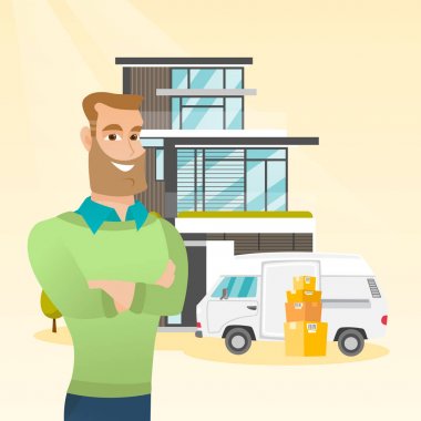 Beyaz delikanlı bir ev için hareketli.