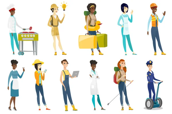 Professional women vector illustrations set. — Stock Vector