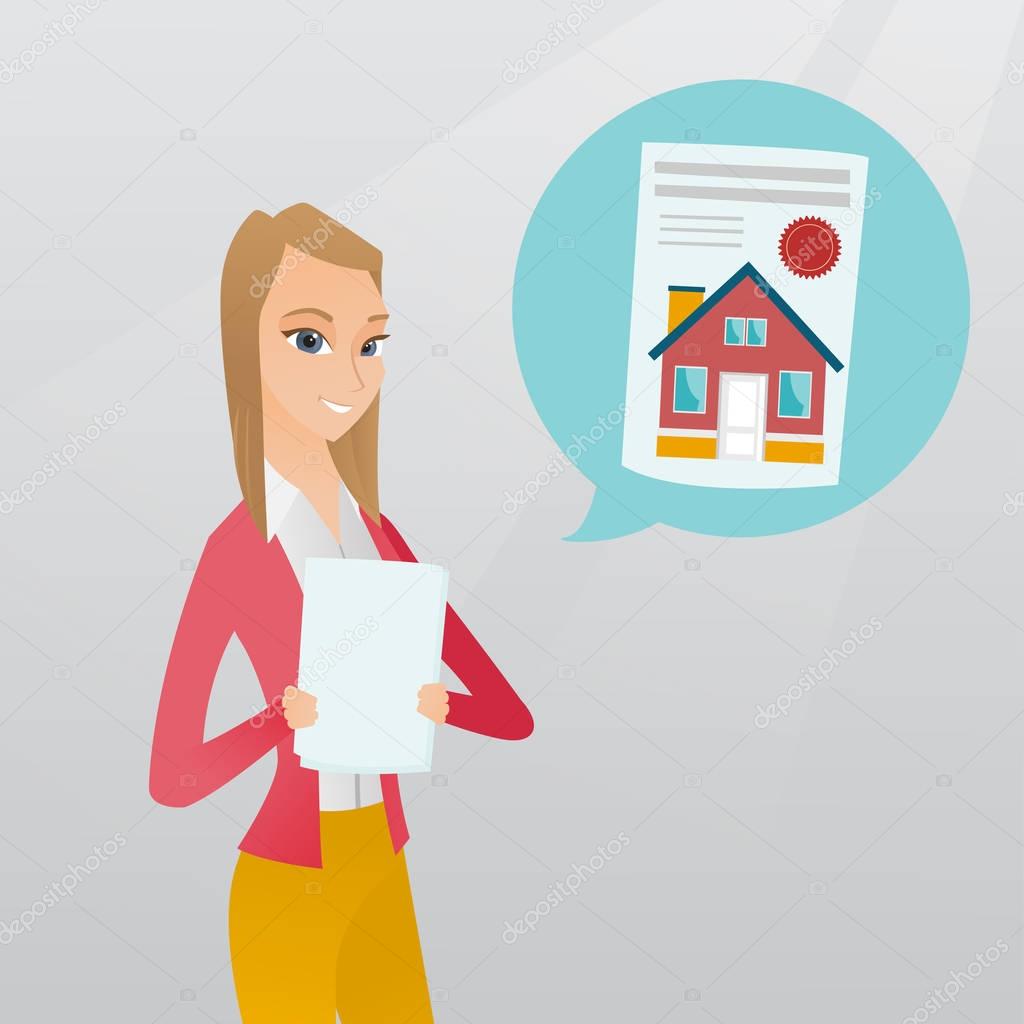 Woman reading real estate advertisement.