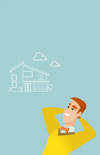 Hombre soñando con comprar una casa nueva . — Vector de stock