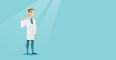 Şırınga vektör çizim tutan doktor.