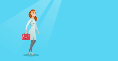 İlk yardım kutusu vektör çizim tutan doktor.