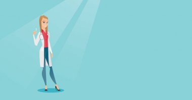 Şırınga vektör çizim tutan doktor.