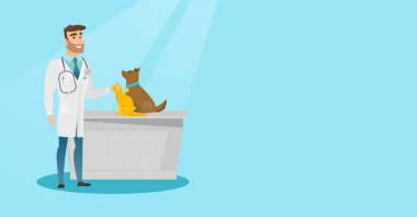 Köpekler vektör çizim inceleyerek veteriner.