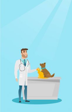 Köpekler vektör çizim inceleyerek veteriner.