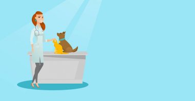 Köpekler vektör çizim inceleyerek veteriner.