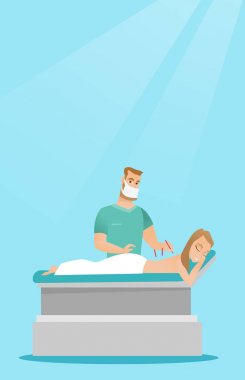 Akupunktur Uzmanı Doktor yapma akupunktur tedavisi.